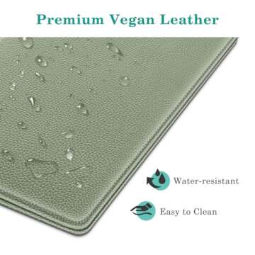 Fintie Server Book Organizer with Zipper Pocket, PU Leather Restaurant Guest Check Presenters Card Holder for Waitress, Waiter, Bartender (Sage Green)