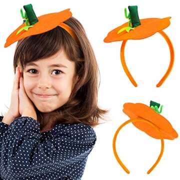 Farochy Halloween Pumpkin Headband Halloween Costume Halloween Dress Up Headband Pumpkin Headwear Pumpkin Headdress Orange