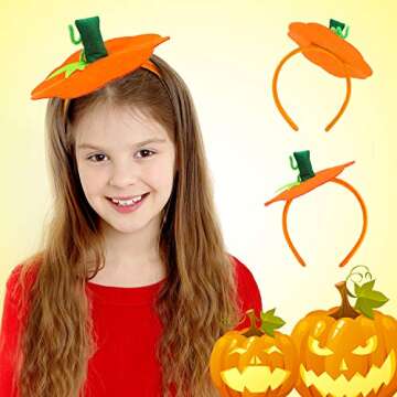 Farochy Halloween Pumpkin Headband Halloween Costume Halloween Dress Up Headband Pumpkin Headwear Pumpkin Headdress Orange