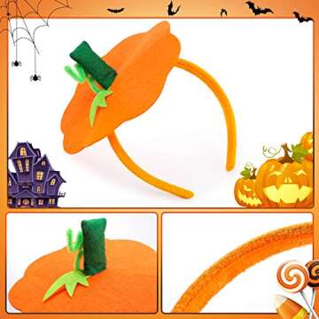 Farochy Halloween Pumpkin Headband Halloween Costume Halloween Dress Up Headband Pumpkin Headwear Pumpkin Headdress Orange
