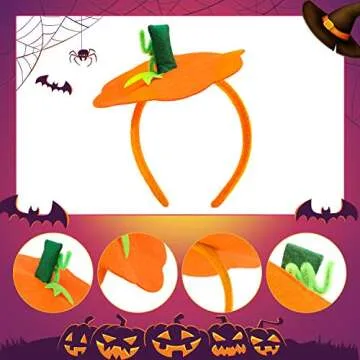 Farochy Halloween Pumpkin Headband Halloween Costume Halloween Dress Up Headband Pumpkin Headwear Pumpkin Headdress Orange