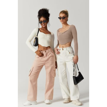 QINSEN Knit Crop Sweater with Sexy Square Neck Style