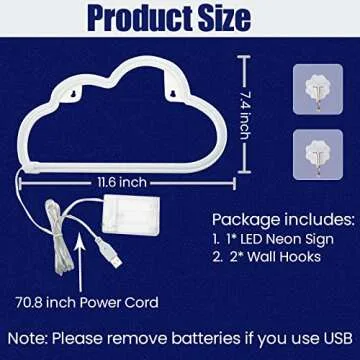 Cloud Lights,Neon Sign, Neon Lights for Wall Decor,USB or Battery LED Signs for Bedroom, Decorative Neon Light Sign for Christmas,Birthday Party, Living Room, Girls,Kids Room decor (Warm White)