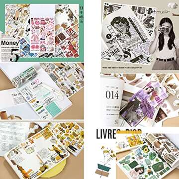 GOCAVO Vintage Washi Stickers Set Retro Things Modern Style Old Fashion Lady Animal Floral Plant Adh...