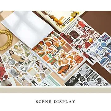 GOCAVO Vintage Washi Stickers Set Retro Things Modern Style Old Fashion Lady Animal Floral Plant Adhesive Label Decorative Stickers Scrapbooking (50 Sheets)