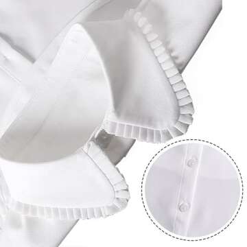 Joyci Chic Lady's Fake Collar Pleated Elegant Office Half Blouse False Collar Dickey B White