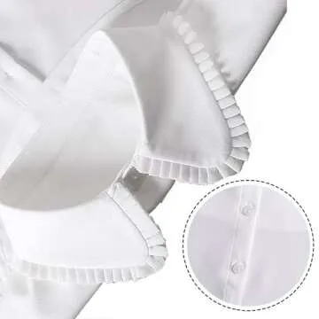 Joyci Chic Lady's Fake Collar Pleated Elegant Office Half Blouse False Collar Dickey B White