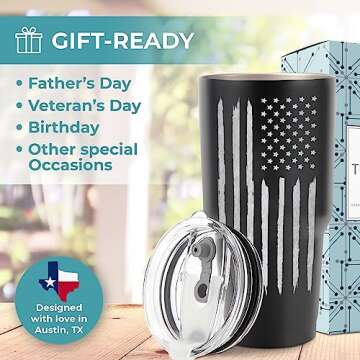 American Flag Tumbler 30oz, Patriots Gifts For Men, America Gifts, American Flag Tumbler With Straw,...