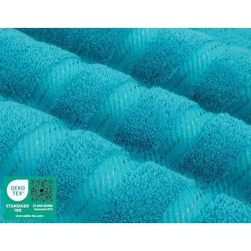 American Soft Linen Luxury 6 Piece Towel Set, 2 Bath Towels 2 Hand Towels 2 Washcloths, 100% Cotton Turkish Towels for Bathroom, Aqua Blue Towel Sets