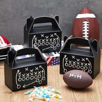 Kolldenn 24 Pcs Football Party Treat Boxes - Durable Gift Bags for Sports Theme Parties