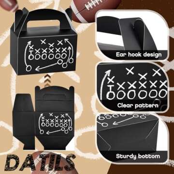 Kolldenn Football Party Treat Boxes - 24 Pcs Gift Bags