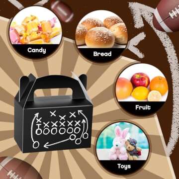 Kolldenn Football Party Treat Boxes - 24 Pcs Gift Bags