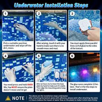 Pool Lights for above Ground Pools Waterproof with Remote, Underwater Rechargeable 2600mAh Battery M...