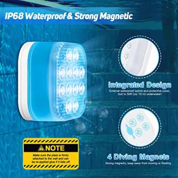 Pool Lights for above Ground Pools Waterproof with Remote, Underwater Rechargeable 2600mAh Battery Magnetic 16 Color Changing Floating Submersible Pool Lights for Inground Pool LED Lights Party Decor