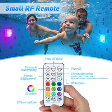 Pool Lights for above Ground Pools Waterproof with Remote, Underwater Rechargeable 2600mAh Battery Magnetic 16 Color Changing Floating Submersible Pool Lights for Inground Pool LED Lights Party Decor