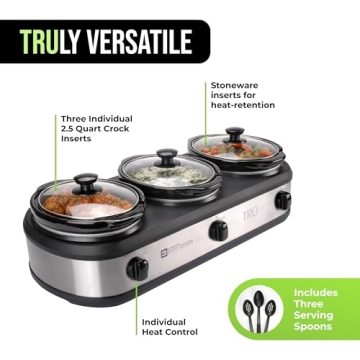 Triple Buffet Server with Three 2.5 Quart Inserts