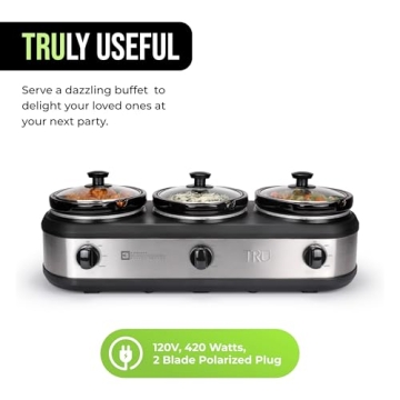 Triple Buffet Server with Three 2.5 Quart Inserts