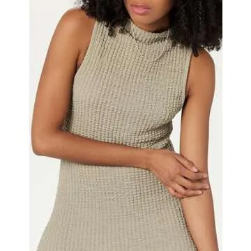 The Drop Lena High Neck Textured Midi Dress - Vintage Khaki