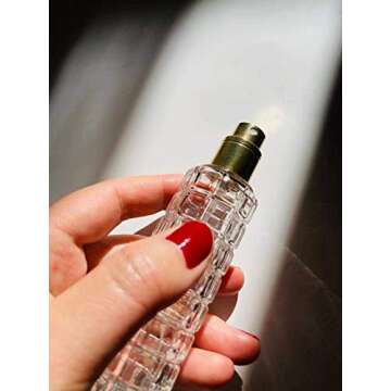 Empty Perfume Atomizer Refillable Glass Spray Bottle, Travel Cologne Bottle Portable, 2 Pack Gold &Silver 30ml Clear Essential Oil Container, 1oz Decorative Sprayer with Acrylic Matching Cap