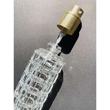 Empty Perfume Atomizer Refillable Glass Spray Bottle, Travel Cologne Bottle Portable, 2 Pack Gold &Silver 30ml Clear Essential Oil Container, 1oz Decorative Sprayer with Acrylic Matching Cap