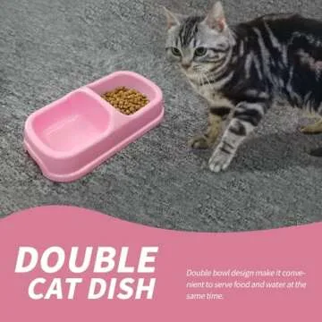 PAWISE Small Cat Litter Box Kit Includes 5 Pieces, Low Entry Cat Litter Pan, Cat Litter Scooper, Cat Bowls, Cat Mouse Toy for Kitty, Perfect Set to Welcome New Kitty Home, Pink