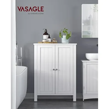 VASAGLE Bathroom Floor Storage Cabinet, Bathroom Storage Unit with 2 Adjustable Shelves, Bathroom Cabinet Freestanding, 11.8 x 23.6 x 31.5 Inches, White UBCB60W