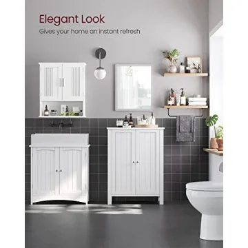 VASAGLE Bathroom Floor Storage Cabinet, Bathroom Storage Unit with 2 Adjustable Shelves, Bathroom Cabinet Freestanding, 11.8 x 23.6 x 31.5 Inches, White UBCB60W