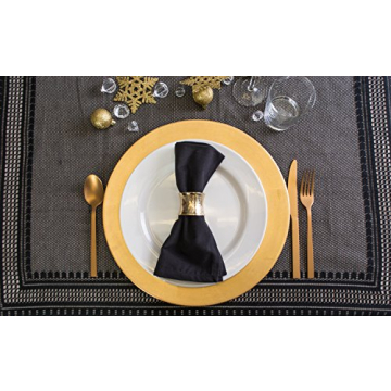 DII 12 Count Hammered Gold Napkin Ring Set