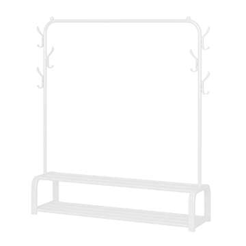ACCSTORE Garment Rack Drying Rack Freestanding Hanger Bedroom Clothing Rack with 2-Tier Lower Storag...