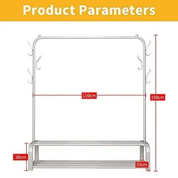 ACCSTORE Garment Rack Drying Rack Freestanding Hanger Bedroom Clothing Rack with 2-Tier Lower Storage Shelf and Side Hooks,White