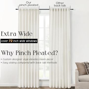 Elegant 108 Inch Long Pinch Pleated Curtains for Living Rooms