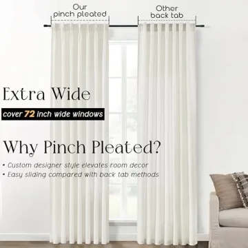 Elegant 108 Inch Long Pinch Pleated Curtains for Living Rooms