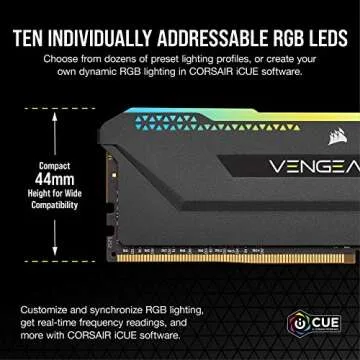 Corsair Vengeance RGB Pro SL 32GB (2x16GB) DDR4 3600 (PC4-28800) C18 1.35V Optimized for AMD Ryzen - Black (CMH32GX4M2Z3600C18)