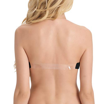 34B Clear Back Strap Bra for Strapless and Backless Wedding Dresses Halter Top Low Open Back Black