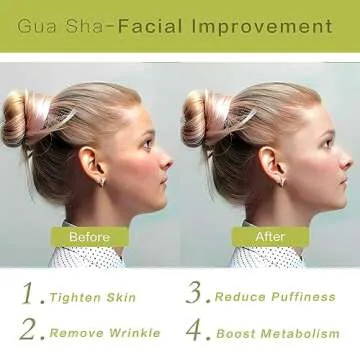 Contrybox Gua Sha Facial Tools, Jade Guasha Tool for Face & Eye Gua Sha Stone for Puffiness Reducing & Jawline Sculpting Face Stone Gua Sha Tools for Skin Care Woman GuaSha Stone Tool, Light Green