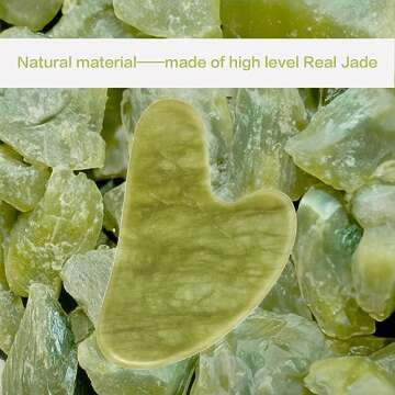 Contrybox Gua Sha Facial Tools, Jade Guasha Tool for Face & Eye Gua Sha Stone for Puffiness Reducing & Jawline Sculpting Face Stone Gua Sha Tools for Skin Care Woman GuaSha Stone Tool, Light Green