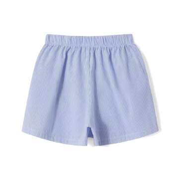 Pivanzore Y2k Plaid Shorts for Women Casual Elastic Waist Aesthetic Lounge Bottom Baggy Pajama Shorts Boxers Sleepwear(Boxers-Blue,Medium)