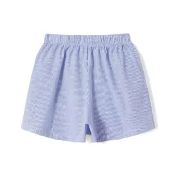 Pivanzore Y2k Plaid Shorts for Women Casual Elastic Waist Aesthetic Lounge Bottom Baggy Pajama Shorts Boxers Sleepwear(Boxers-Blue,Medium)