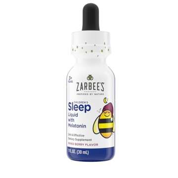 Zarbee's Kids Sleep Supplement Liquid with 1mg Melatonin; Drug-Free & Effective; Easy to Take Natural Berry Flavor for Children Ages 3 and Up; 1 Fl Oz Bottle