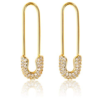 Benevolence LA Safety Pin Earrings for Women, Paper Clip Earrings, Dangle Earrings, Gold Plated Hoop Earrings, Safety Pin Jewelry, Paperclip Earrings