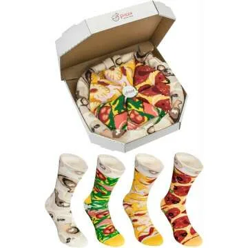 Rainbow Socks Pizza Box Set - 4 Cotton Pairs