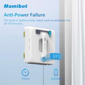 Mamibot W120-P Robot Window Cleaner Automatic Water Spray with Intelligent Path Planning Anti-Falling Sensor Detection,Robotic Window Cleaning Robot for Windows,Tiles, Bathroom Glass