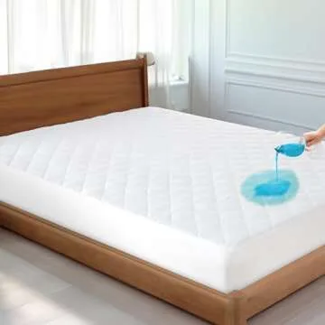 LUX Decor King Mattress Pad - Quilted Elastic Fitted Mattress Cover Protector Upto 16 Inches Deep Po...