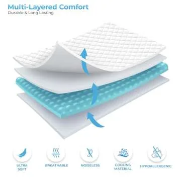 LUX Decor King Mattress Pad - Quilted Elastic Fitted Mattress Cover Protector Upto 16 Inches Deep Pocket - Soft Breathable Noiseless Mattress Topper (78 X 80)