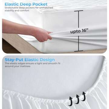 LUX Decor King Mattress Pad - Quilted Elastic Fitted Mattress Cover Protector Upto 16 Inches Deep Pocket - Soft Breathable Noiseless Mattress Topper (78 X 80)