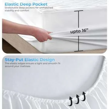 LUX Decor King Mattress Pad - Quilted Elastic Fitted Mattress Cover Protector Upto 16 Inches Deep Pocket - Soft Breathable Noiseless Mattress Topper (78 X 80)