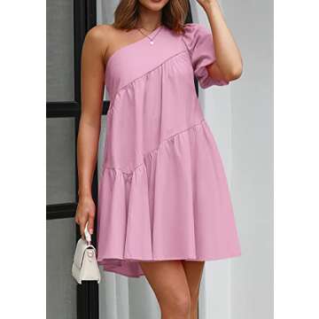 KIRUNDO Women's Stylish One Shoulder Mini Dress