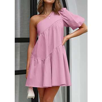 KIRUNDO Women's Stylish One Shoulder Mini Dress