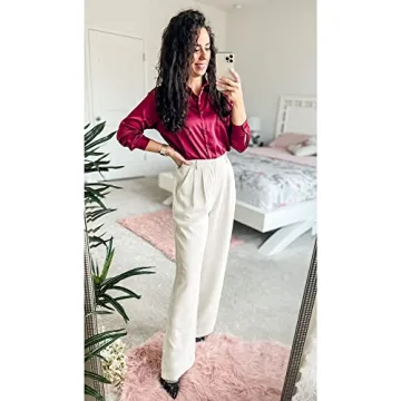 GRAPENT High Waisted Wide Leg Dressy Pants for Women