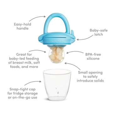 Munchkin Silicone Baby Food Feeder for Solids and Purees, Great for Self-Feeding and Baby Led Weaning, 2 Pack, Blue/Mint